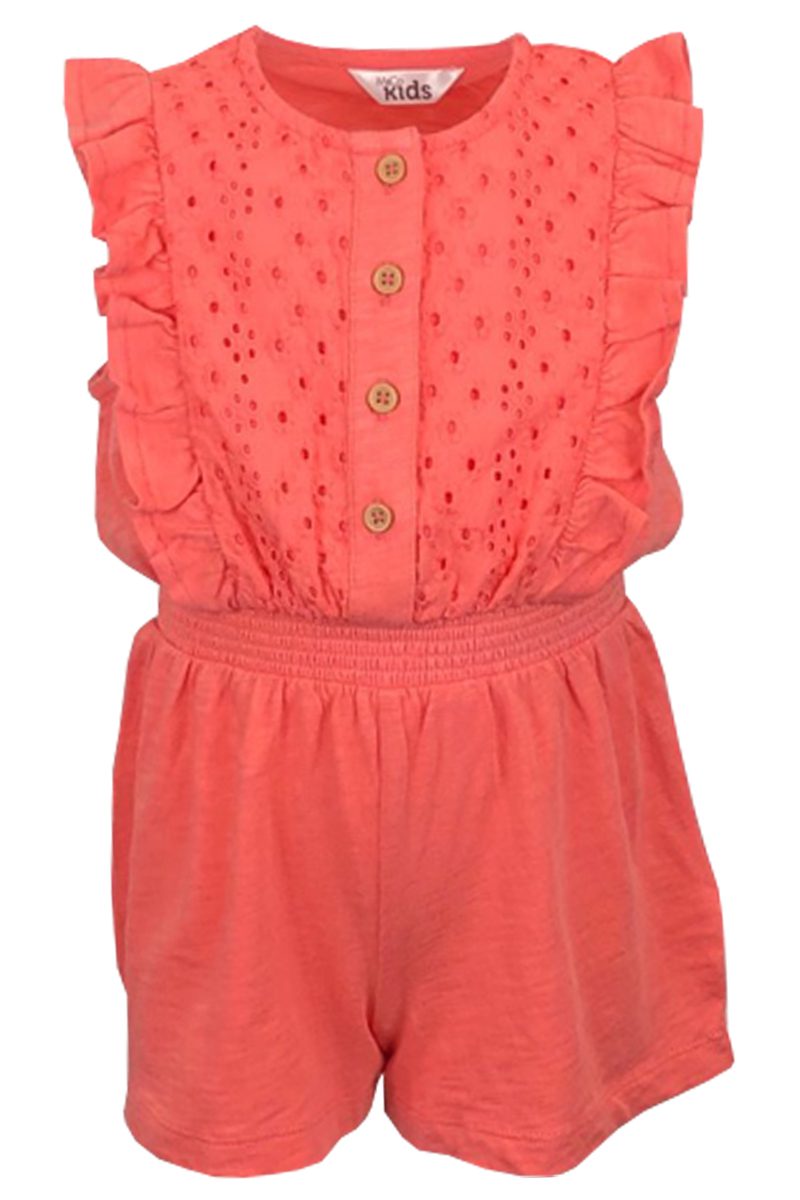 Girls Baby Toddler Broderie Anglaise Coral Cotton Elasticated Waist Playsuits