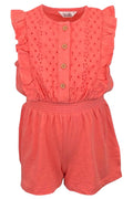 Girls Baby Toddler Broderie Anglaise Coral Cotton Elasticated Waist Playsuits