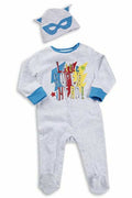 Grey Super Hero Plus Detachable Cape Romper
