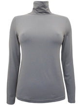 Load image into Gallery viewer, Grey Turtle Roll Neck Stretchy Jersey Top
