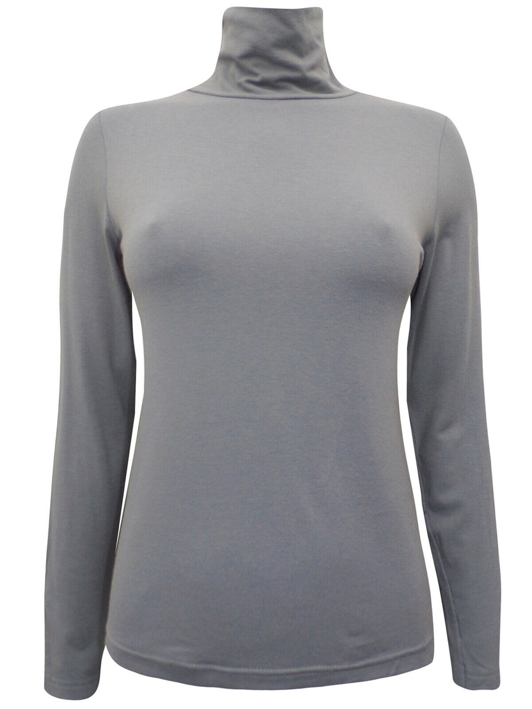 Grey Turtle Roll Neck Stretchy Jersey Top
