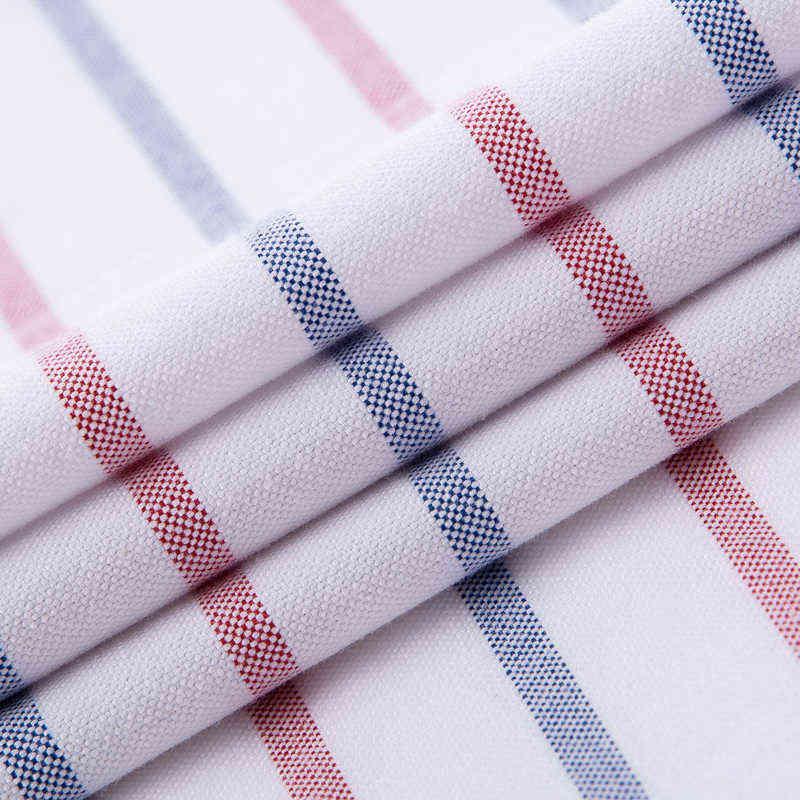 Men’s Oxford 100% Cotton Striped Single Patch Pocket Collared Long Sleeve Shirts