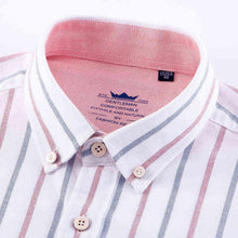 Load image into Gallery viewer, Men’s Oxford 100% Cotton Striped Single Patch Pocket Collared Long Sleeve Shirts
