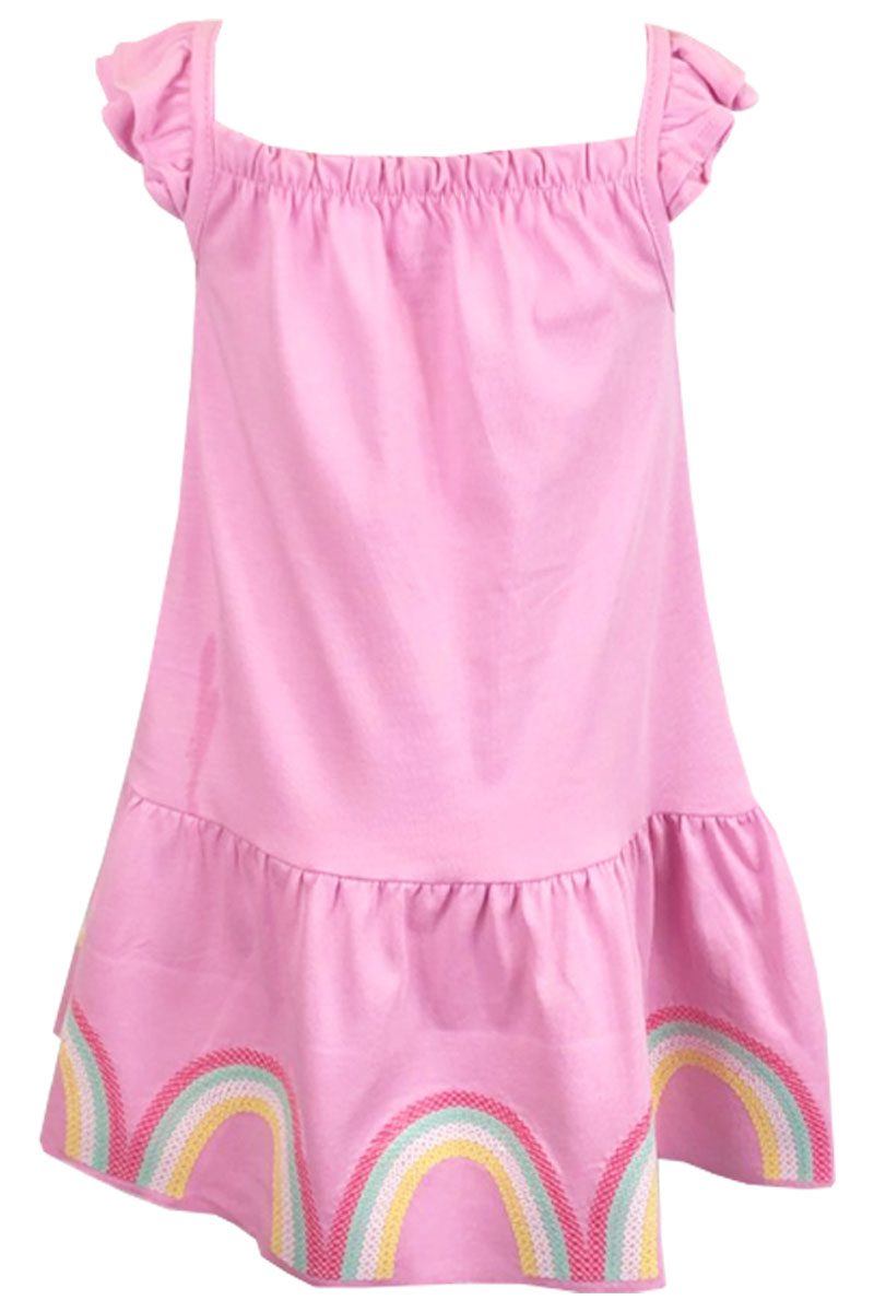 Girls Toddler Pink Sequin Rainbow Cotton Frills Strappy Summer Dress