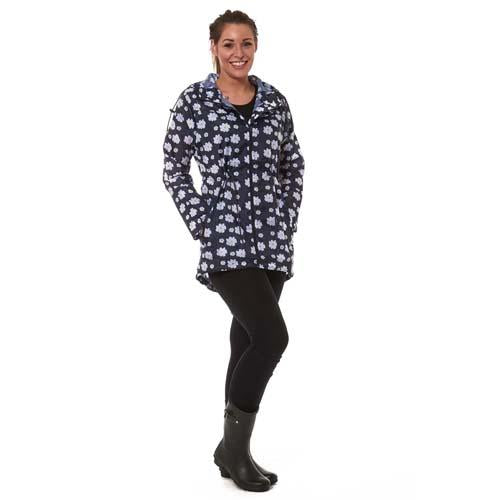 Ladies Patterned Hooded Waterproof Raincoats Jackets