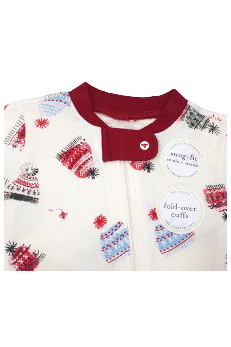 Baby Unisex Cream Xmas Hats Burts Bees Christmas 🤶 Sleepsuits.