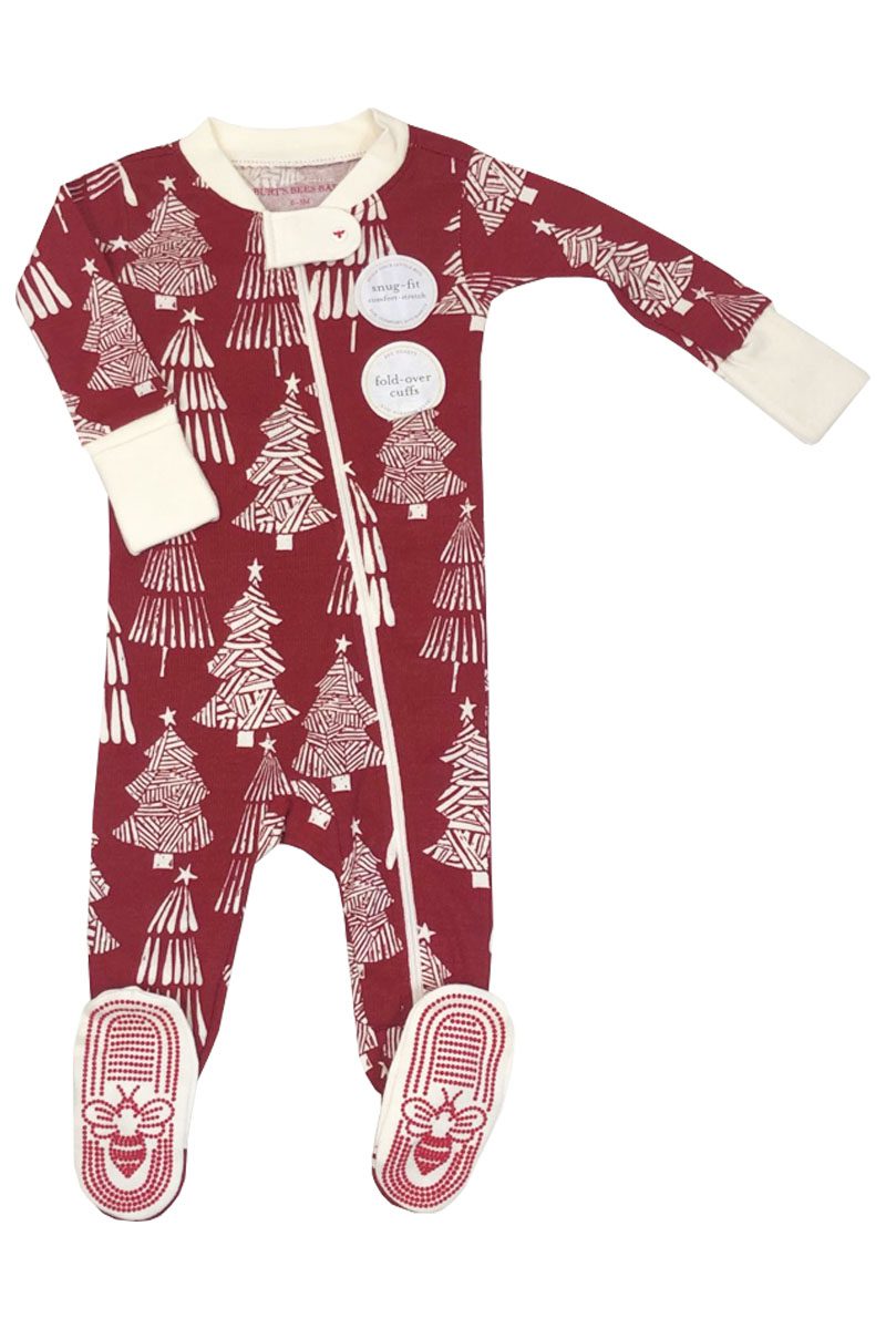 Baby Unisex Red Xmas Tree Cotton Christmas Sleepsuits