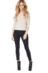 Black High Waist 5 Button Skinny Jeans