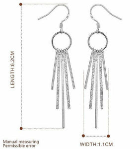 Ladies Sterling Silver Tassel Shaped Hook Earrings