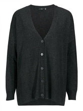 Load image into Gallery viewer, Dark-Grey Relaxed Knit Wool Blend V Neck Cardigan
