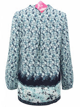 Load image into Gallery viewer, Blue Multi Border Print Zip Front Longsleeve Top
