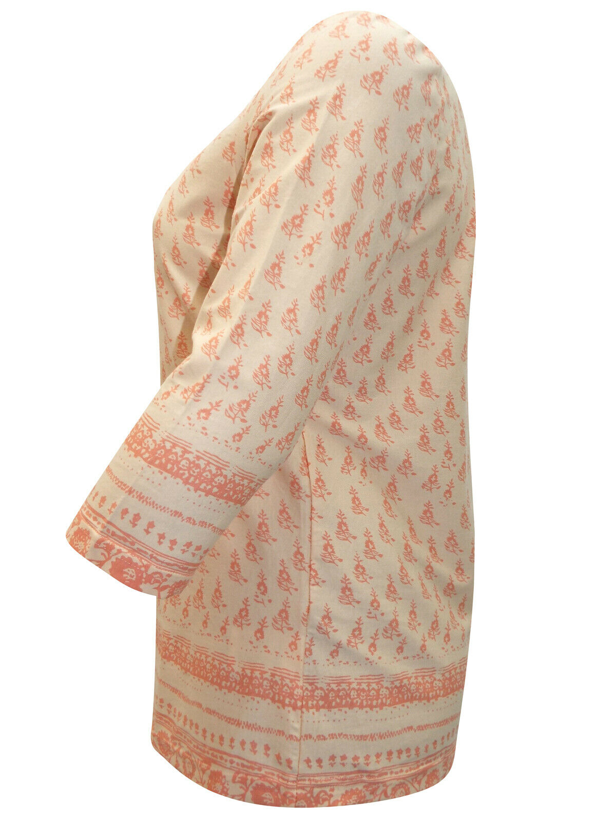 Orange Sheego Floral Lace Insert Cotton Plus Size Top