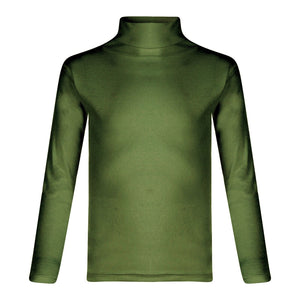 Girls Army Green Roll Neck Ribbed Knitted Longsleeve Jumper