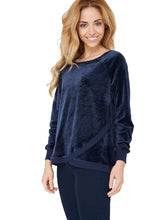 Load image into Gallery viewer, Navy Soft Velvet Sweatshirt
