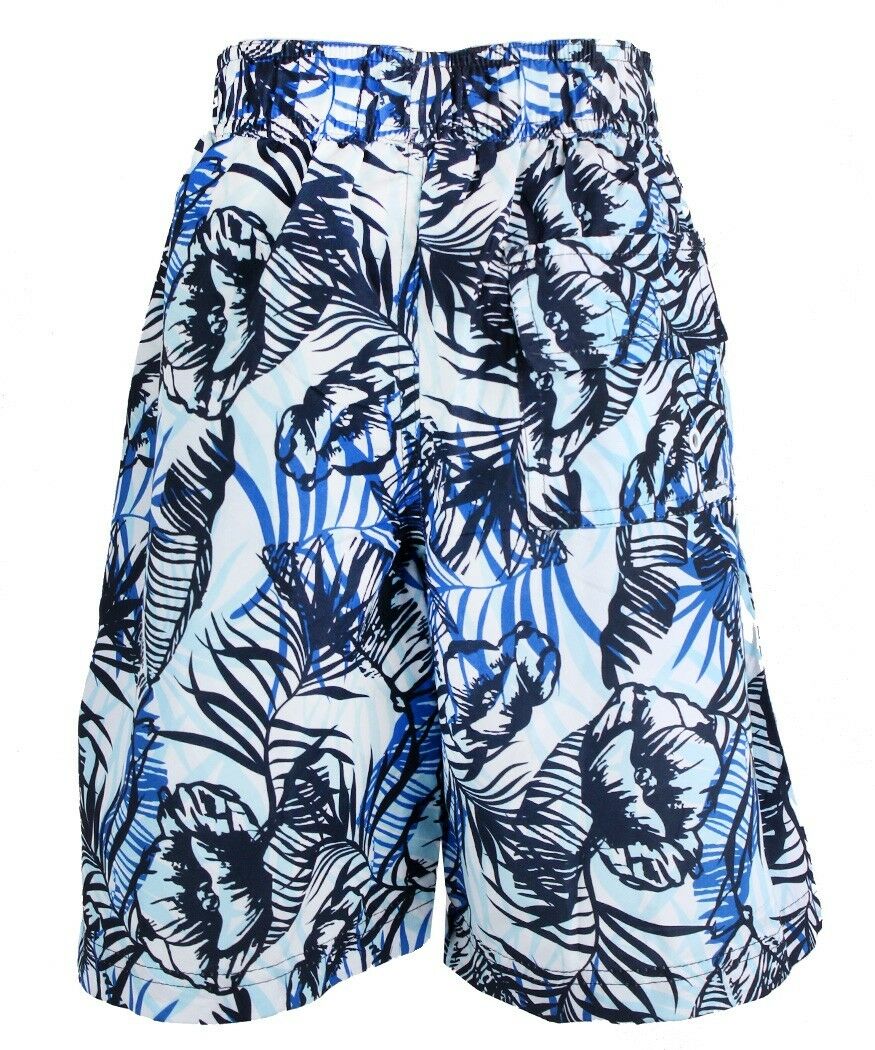 Boys Navy Multi Cargo Bay Leafy Bermuda Swimming Shorts