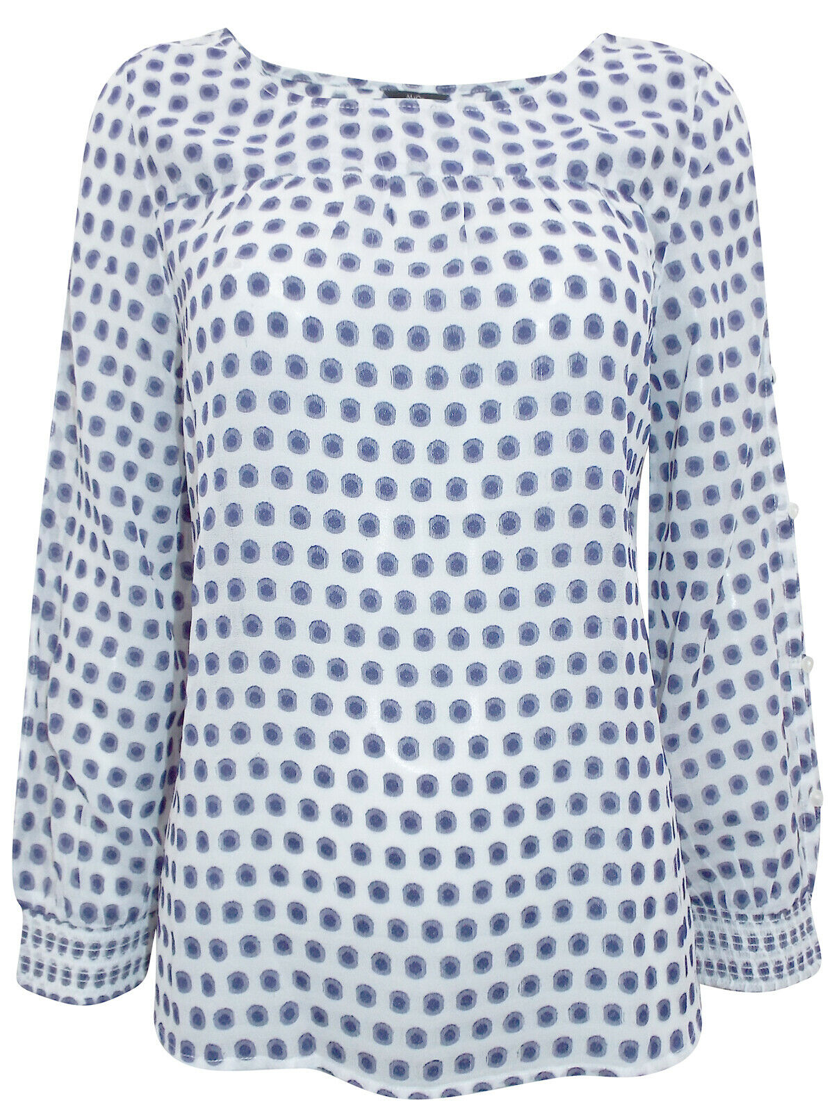 Blue Printed Long Sleeve Chiffon Top