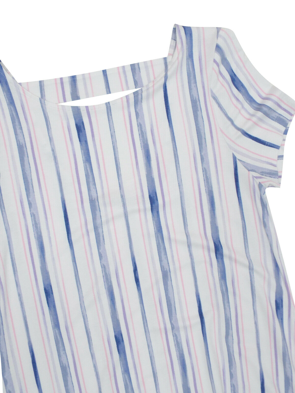 Ladies White & Blue Striped Cut-Out Back Jersey Dress
