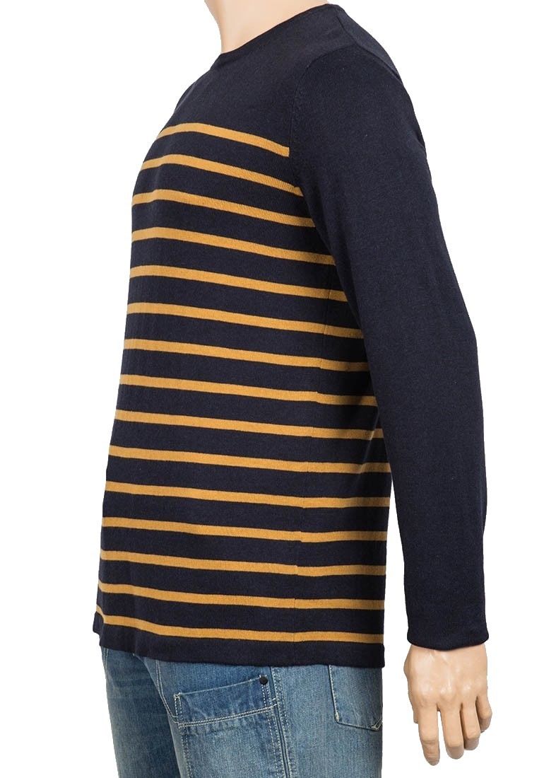 Midnight Blue Stripe Knitted Cotton Jumper