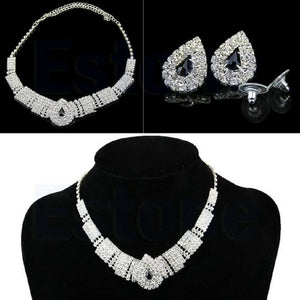 White & Black Crystal Bling Rhinestone Chocker set
