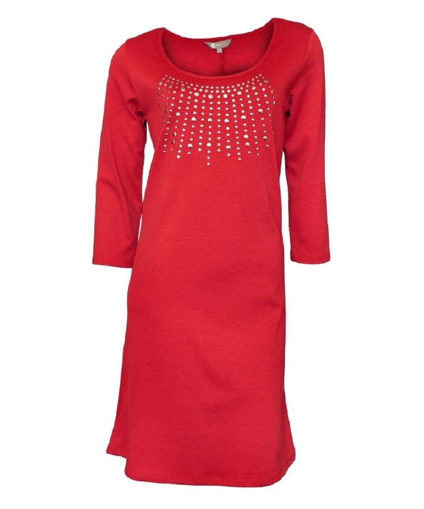 Red Mia Moda 3/4 Sleeve Dress