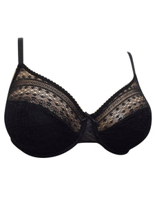 Black All Over Lace Underwired Support Full Cup Bra.