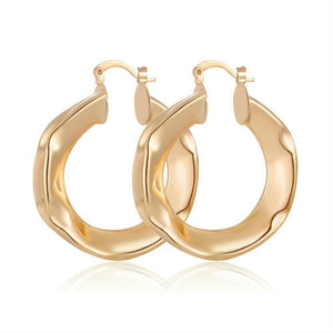 Geometric Wide Round Patterned Hoop Earrings