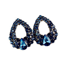 Load image into Gallery viewer, Luxury Temperament Blue Heart Crystal Studded Party Earrings
