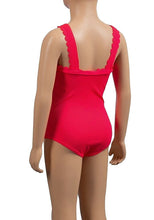 Load image into Gallery viewer, Girls Minoti Neon Pink Textured Honey Comb Design Swimming Costume
