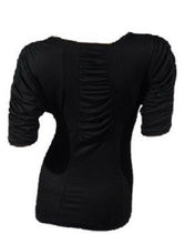 Load image into Gallery viewer, Black Round Neck Panelled Ruched Style Batwing
