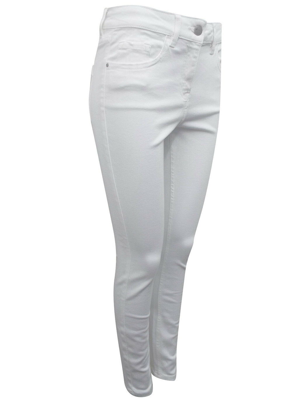 Ladies White Mid Rise Cotton Rich Skinny Jeans