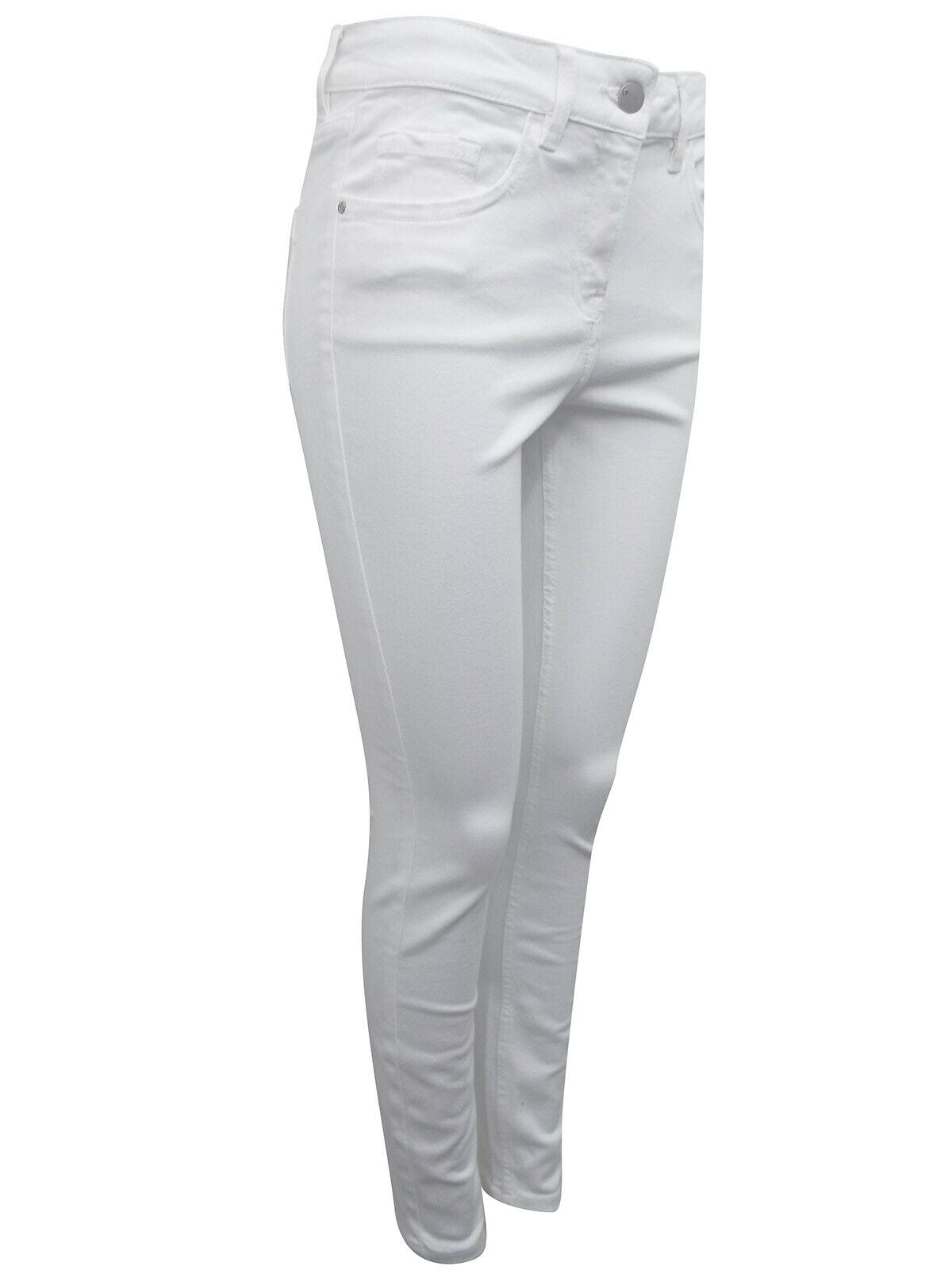 Ladies White Mid Rise Cotton Rich Skinny Jeans