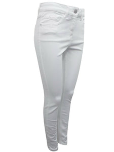Ladies White Mid Rise Cotton Rich Skinny Jeans