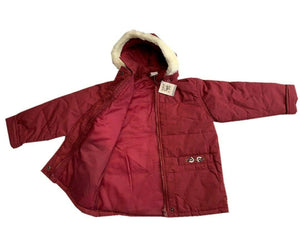 Girls Burgundy padded jacket with furry trim Jacket