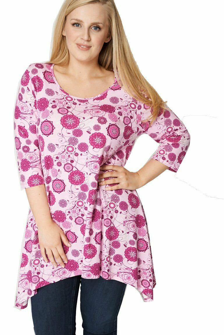 Pink Mulit Floral Print Plus Size Top