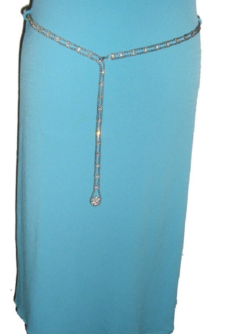Blue Stylish Diamante Neck Sleeveless Dress