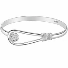Load image into Gallery viewer, Elegant 925 Sterling Silver Clip On Floral Hook Style Bangle
