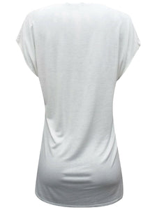 White Multi Floral Animal Print Cap Sleeve Top
