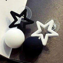 Load image into Gallery viewer, White &amp; Black Geometric Pentagram Double Sided Earrings
