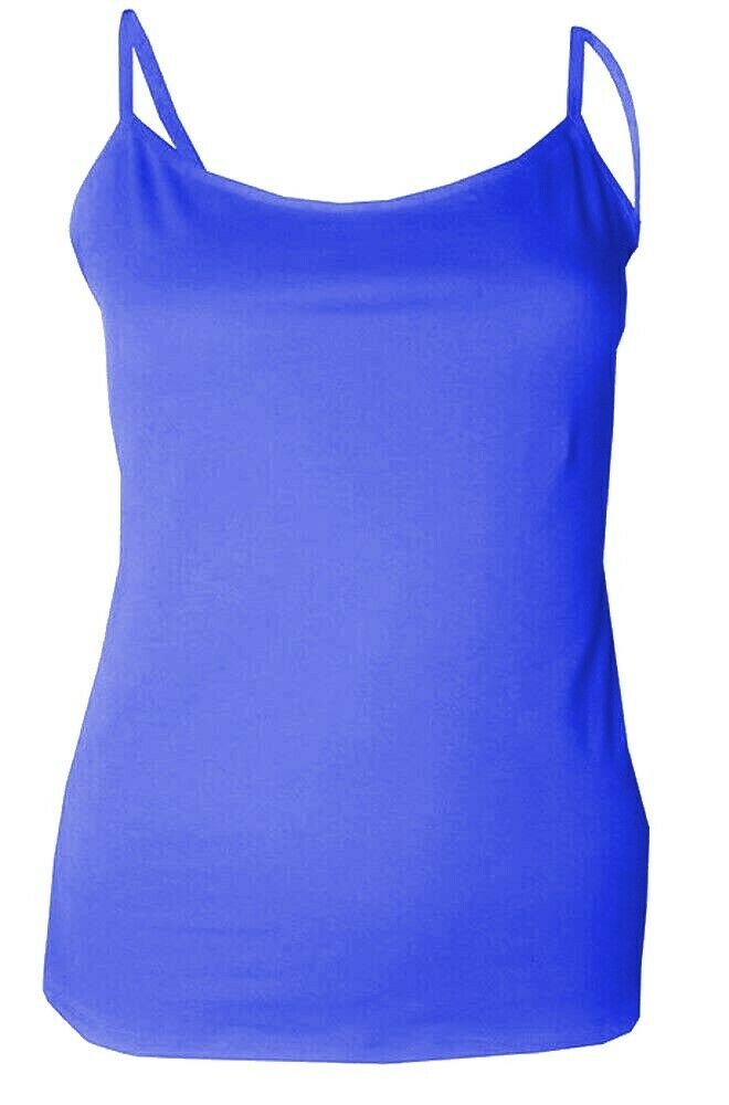 Royal Blue Plain Cotton Vest Strappy Top