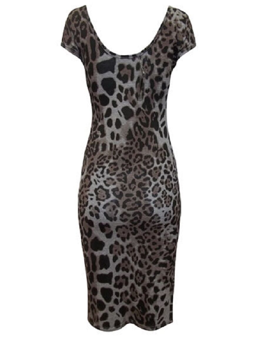 Brown & Grey Multi Animal Print Dress