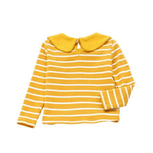 Load image into Gallery viewer, Blouse Mustard &amp; White Stripe Bow Neck
