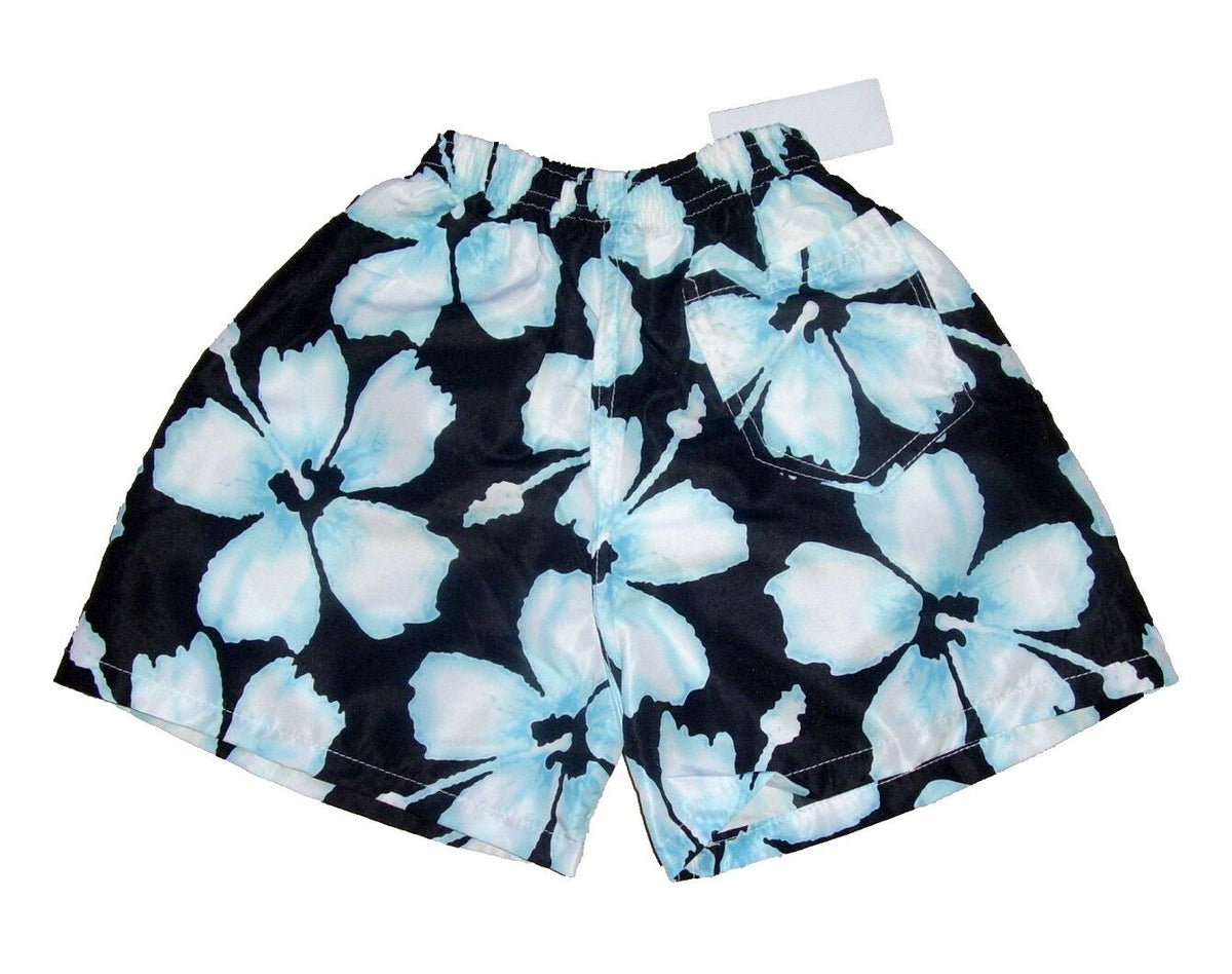 Boys Blue White Multi Floral Swimming Shorts