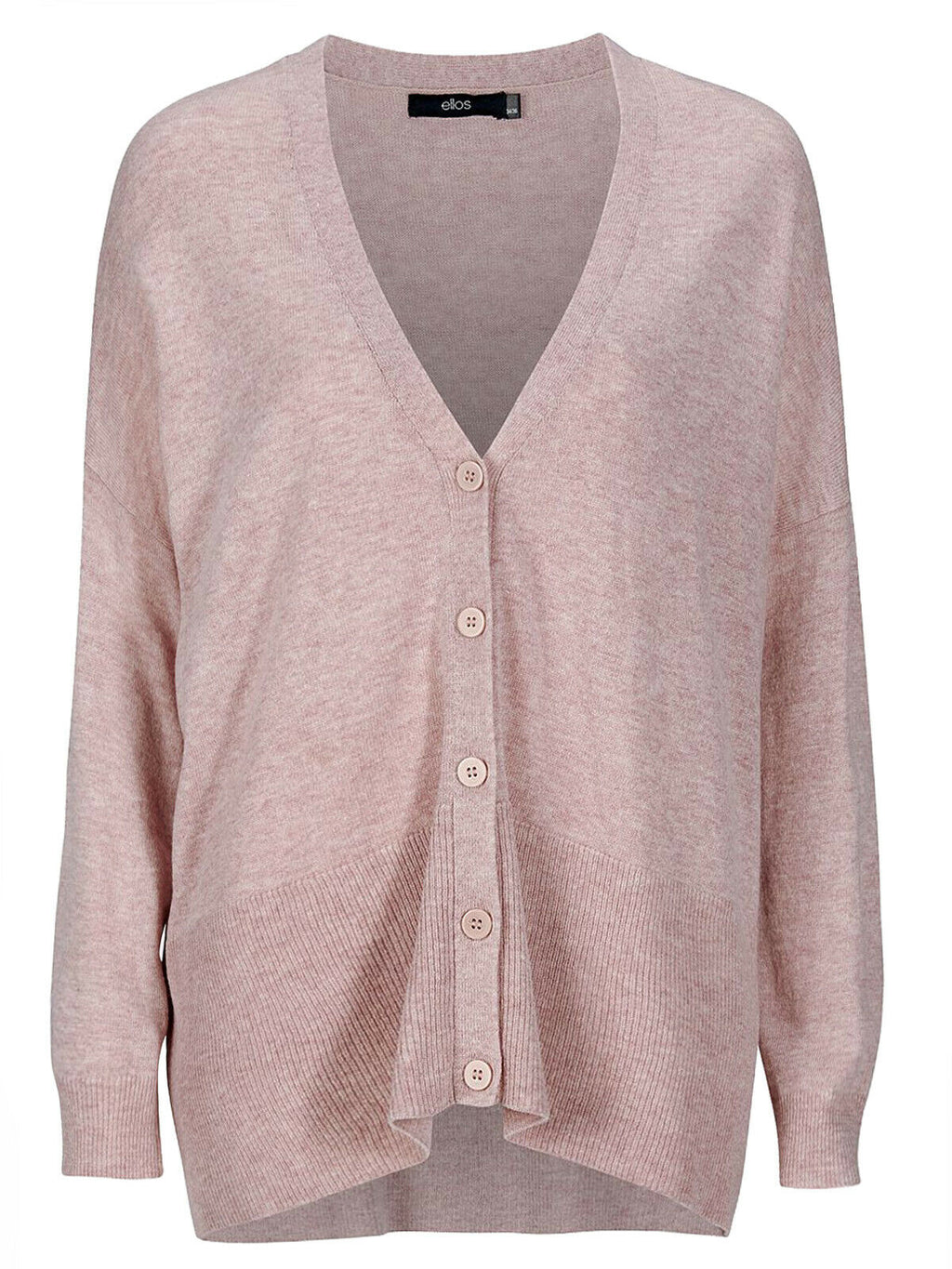 Pink Relaxed Knit Wool Blend V Neck Cardigan