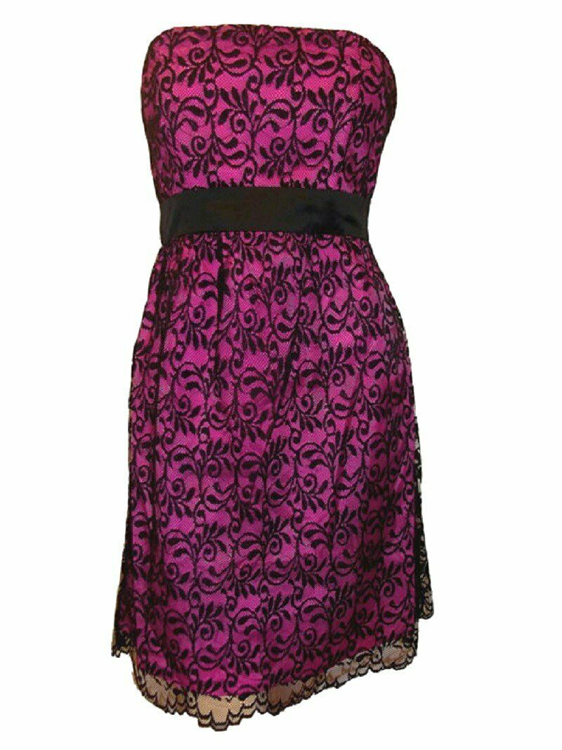 Black Floral Lace Bustier Body Fitting Boobtube Dress