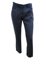 Load image into Gallery viewer, Ladies Faded Navy Wash Soft Linen High Rise Straight Leg Trousers
