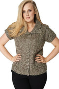 Brown Soft Patterned Knitted Stand Up Collar Cardigan