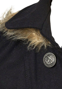 Girls Wool Blend Hooded Furry Trim Coat