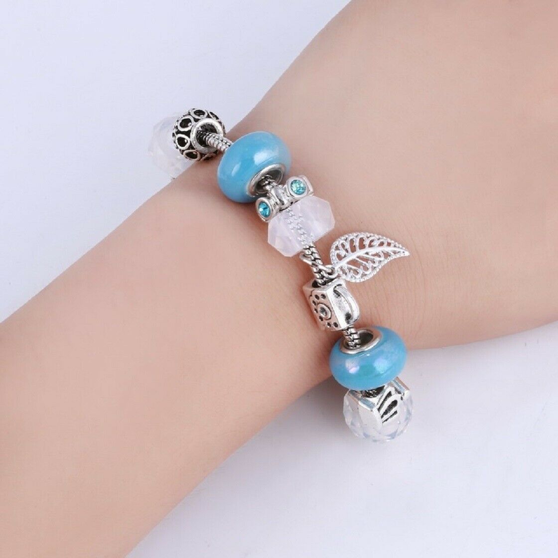 Silver Blue & Clear Charms Beads Pandora Bracelets