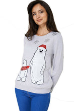 Load image into Gallery viewer, Unisex Adult Grey Seqiun Polar Bear  Knitted Christmas Jumper
