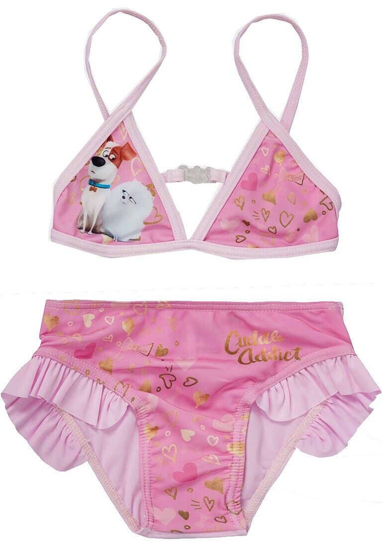 Girls Light Pink The Secret Life of Pets Bikini 2Pce Swimming Costumes